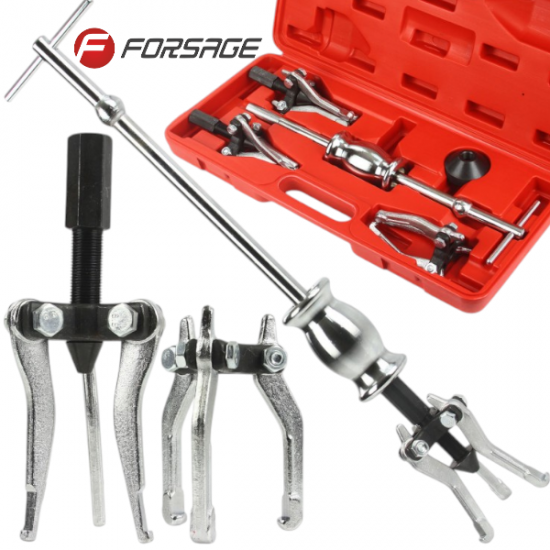 Комплект Скоби с Три Рамена и Обратен Чук за Демонтаж на Външни и Вътрешни Лагери FORSAGE Обратен чук за лагери Комплект Скоби с Три Рамена и Обратен Чук за Демонтаж на Външни и Вътрешни Лагери FORSAGE Обратен чук за лагери