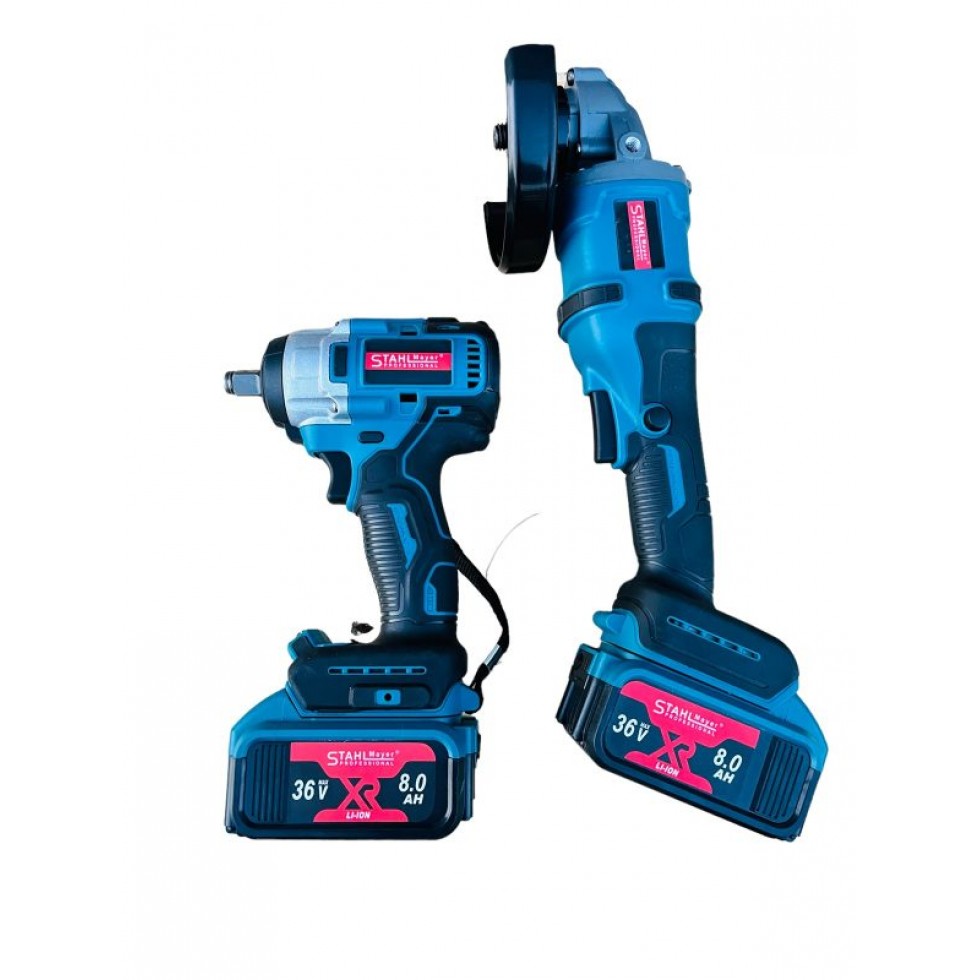 Акумулаторен Гайковерт и Безчетков Ъглошлайф Безжичен 36V 8,0AH STAHLMAYER 2х Батерии Акумулаторен Гайковерт и Безчетков Ъглошлайф Безжичен 36V 8,0AH STAHLMAYER 2х Батерии
