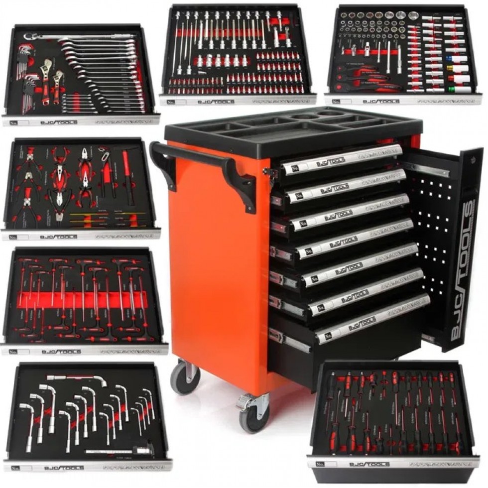 Професионален Шкаф с инструменти за сервиз BJC 7 пълни чекмеджета