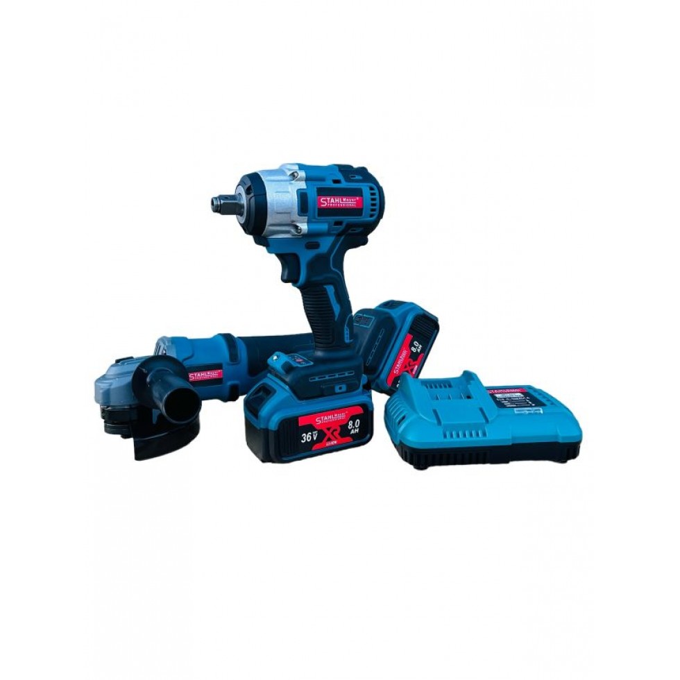 Акумулаторен Гайковерт и Безчетков Ъглошлайф Безжичен 36V 8,0AH STAHLMAYER 2х Батерии Акумулаторен Гайковерт и Безчетков Ъглошлайф Безжичен 36V 8,0AH STAHLMAYER 2х Батерии