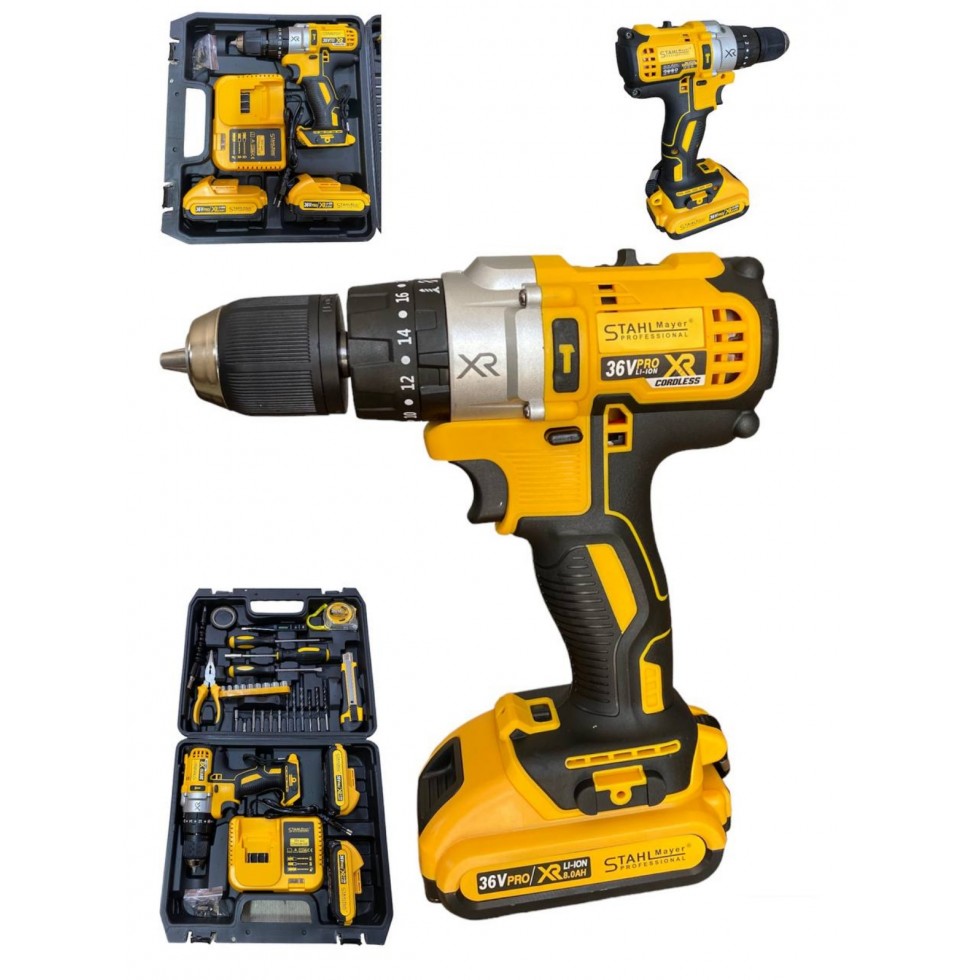 Акумулаторен Винтоверт STAHLMAYER XR 36V 8,0AH + Инструменти в Куфар