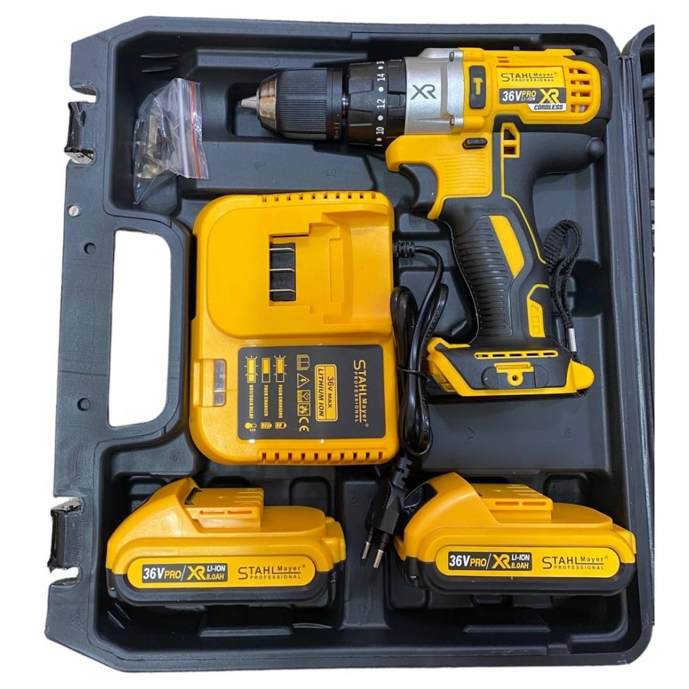 Акумулаторен Винтоверт STAHLMAYER XR 36V 8,0AH + Инструменти в Куфар