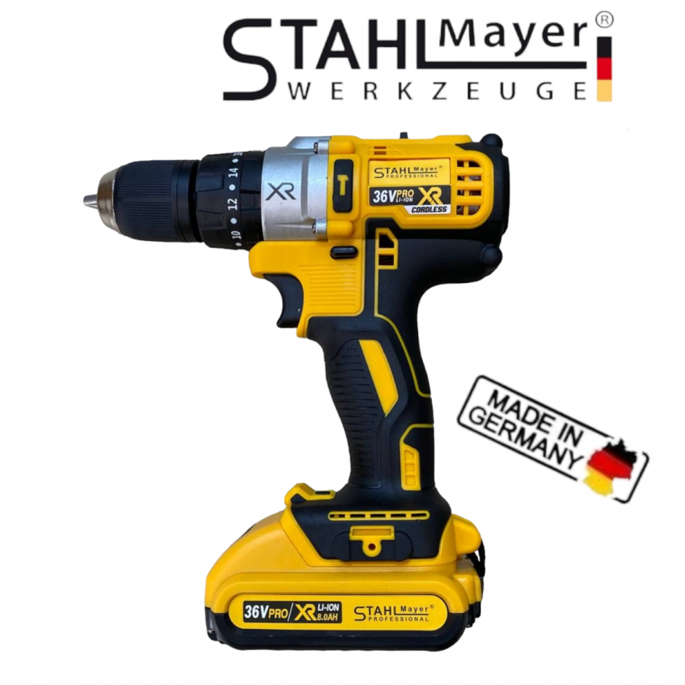 Акумулаторен Винтоверт STAHLMAYER XR 36V 8,0AH + Инструменти в Куфар