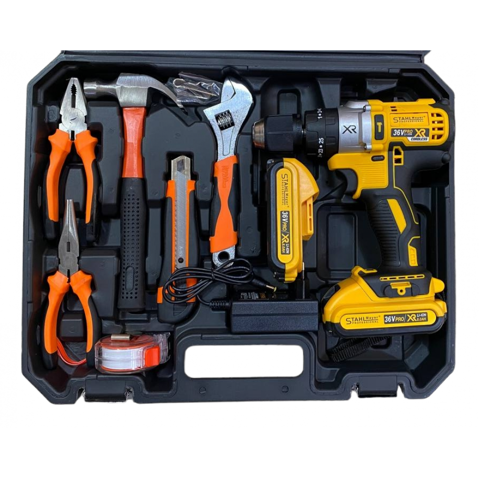 Акумулаторен Винтоверт + 111 части STAHLМAYER 36V 8,0AH Ударна Бормашина Акумулаторен Винтоверт + 111 части STAHLМAYER 36V 8,0AH Ударна Бормашина