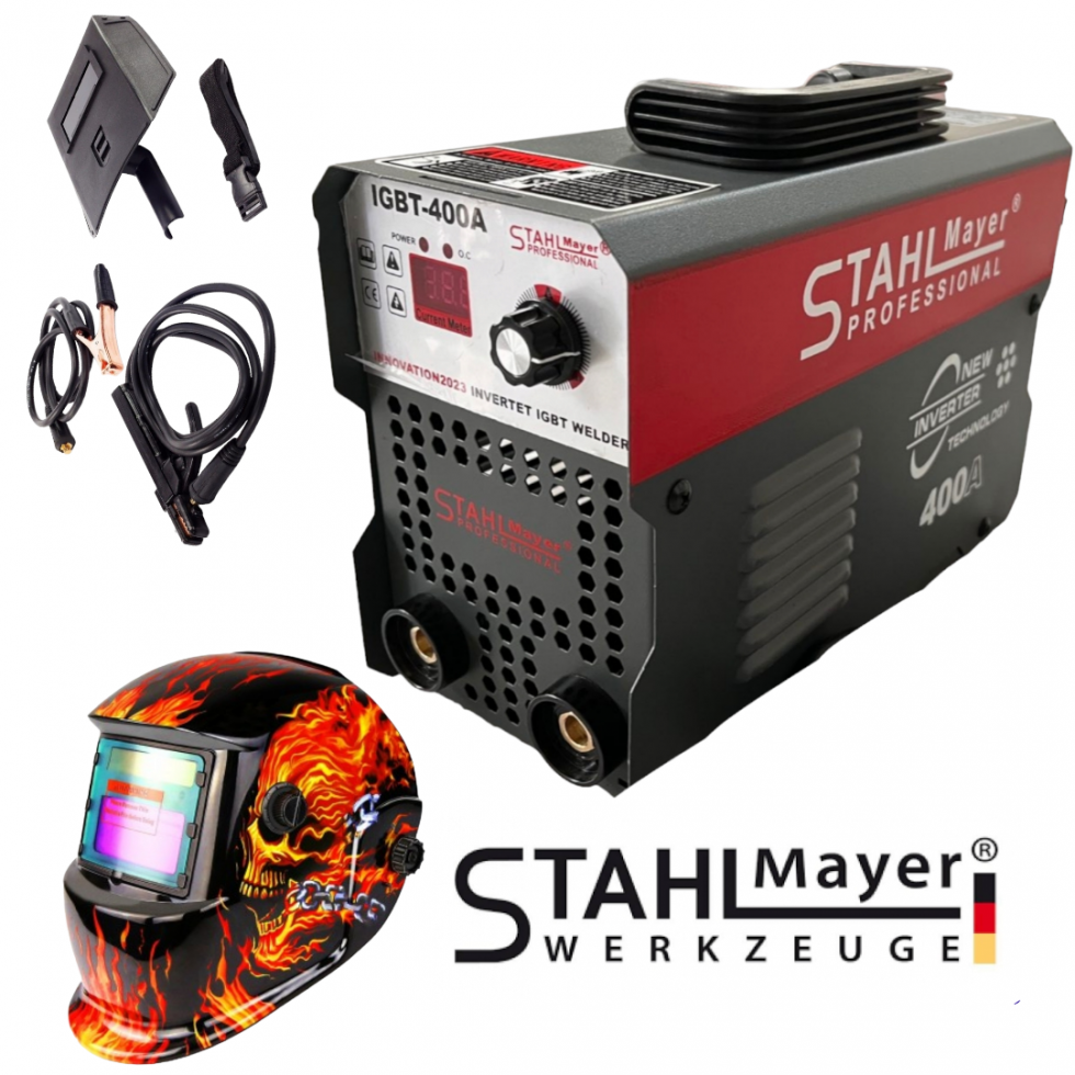 Електрожен 400А + Соларна Маска Инверторен STAHLMAYER с дисплей Електрожен 400А + Соларна Маска Инверторен STAHLMAYER с дисплей