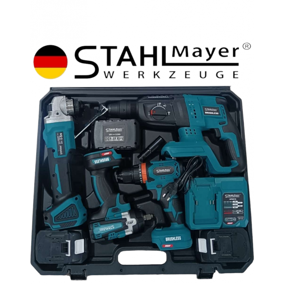 4в1 Гайковерт Винтоверт Ъглошлайф 125мм и Перфоратор 36V 8,0AH ПРОМО КОМПЛЕКТ 3х Батерии и куфар Акумулаторни 4в1 Гайковерт Винтоверт Ъглошлайф 125мм и Перфоратор 36V 8,0AH ПРОМО КОМПЛЕКТ 3х Батерии и куфар Акумулаторни