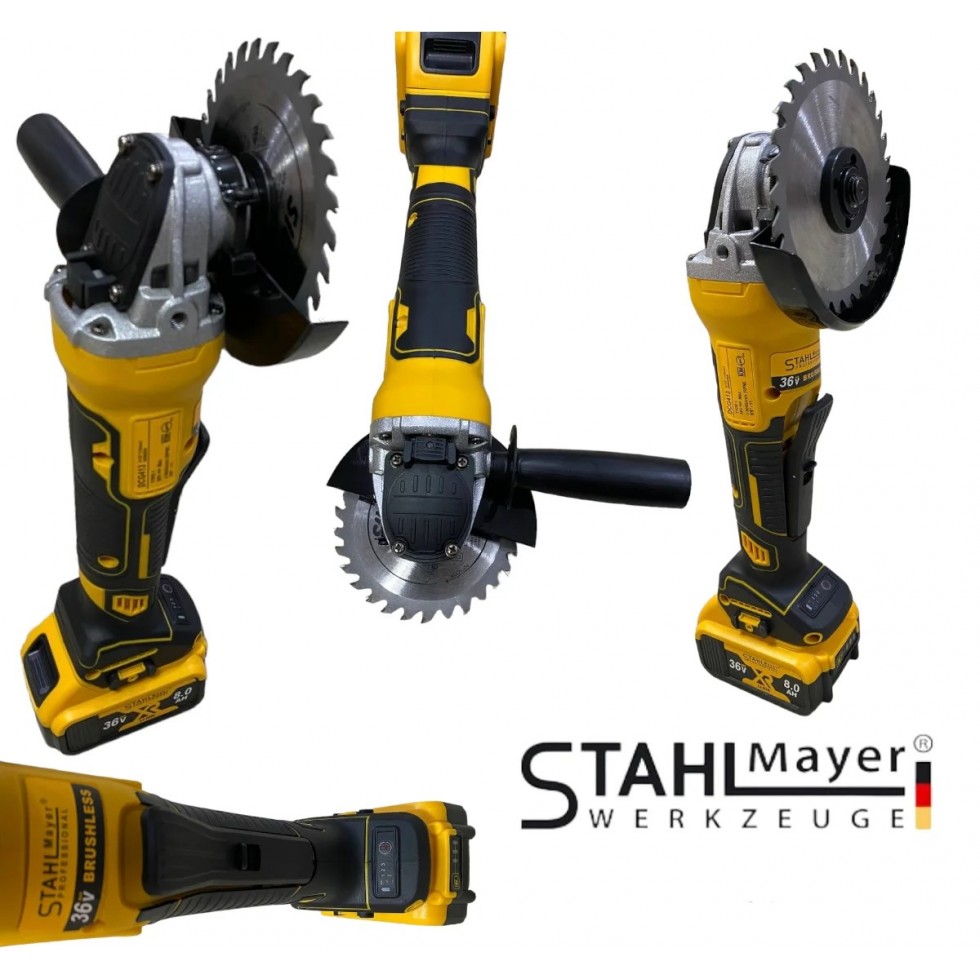 Акумулаторен Безчетков Ъглошлайф 36V 8,0AH STAHLMAYER Безжичен Шлайф Акумулаторен Безчетков Ъглошлайф 36V 8,0AH STAHLMAYER Безжичен Шлайф