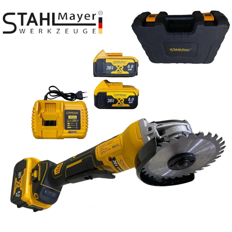 Акумулаторен Безчетков Ъглошлайф 36V 8,0AH STAHLMAYER Безжичен Шлайф Акумулаторен Безчетков Ъглошлайф 36V 8,0AH STAHLMAYER Безжичен Шлайф