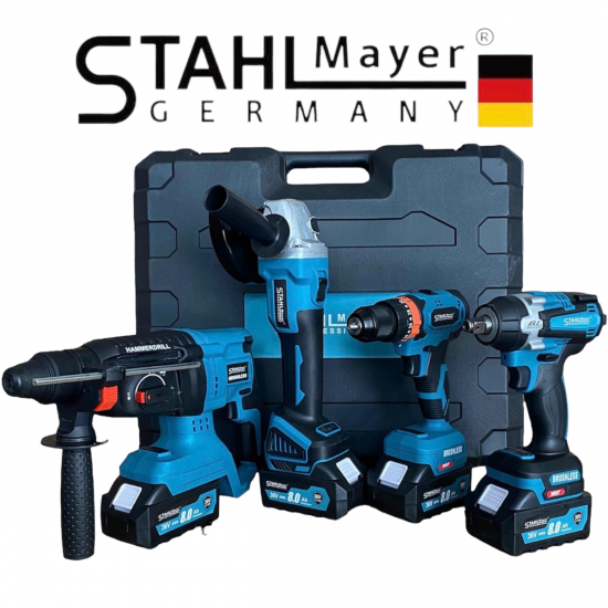 4в1 Гайковерт Винтоверт Ъглошлайф 125мм и Перфоратор 36V 8,0AH ПРОМО КОМПЛЕКТ 3х Батерии и куфар Акумулаторни 4в1 Гайковерт Винтоверт Ъглошлайф 125мм и Перфоратор 36V 8,0AH ПРОМО КОМПЛЕКТ 3х Батерии и куфар Акумулаторни