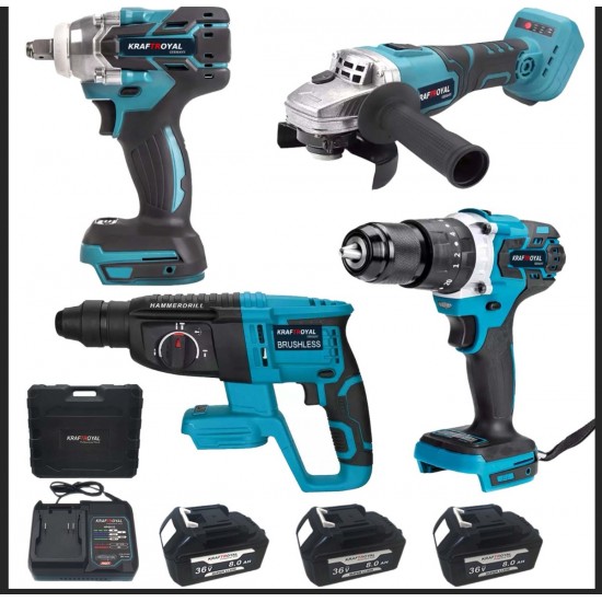 4в1 Гайковерт Винтоверт Ъглошлайф 125мм и Перфоратор 36V 8,0AH ПРОМО КОМПЛЕКТ 3х Батерии и куфар Акумулаторни 4в1 Гайковерт Винтоверт Ъглошлайф 125мм и Перфоратор 36V 8,0AH ПРОМО КОМПЛЕКТ 3х Батерии и куфар Акумулаторни