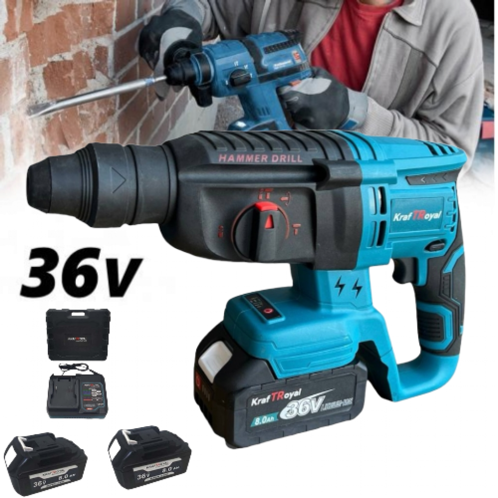 Акумулаторен Перфоратор Безчетков 36V 8,0AH KRAFTROYAL SDS PLUS Безжичен Акумулаторен Перфоратор Безчетков 36V 8,0AH KRAFTROYAL SDS PLUS Безжичен