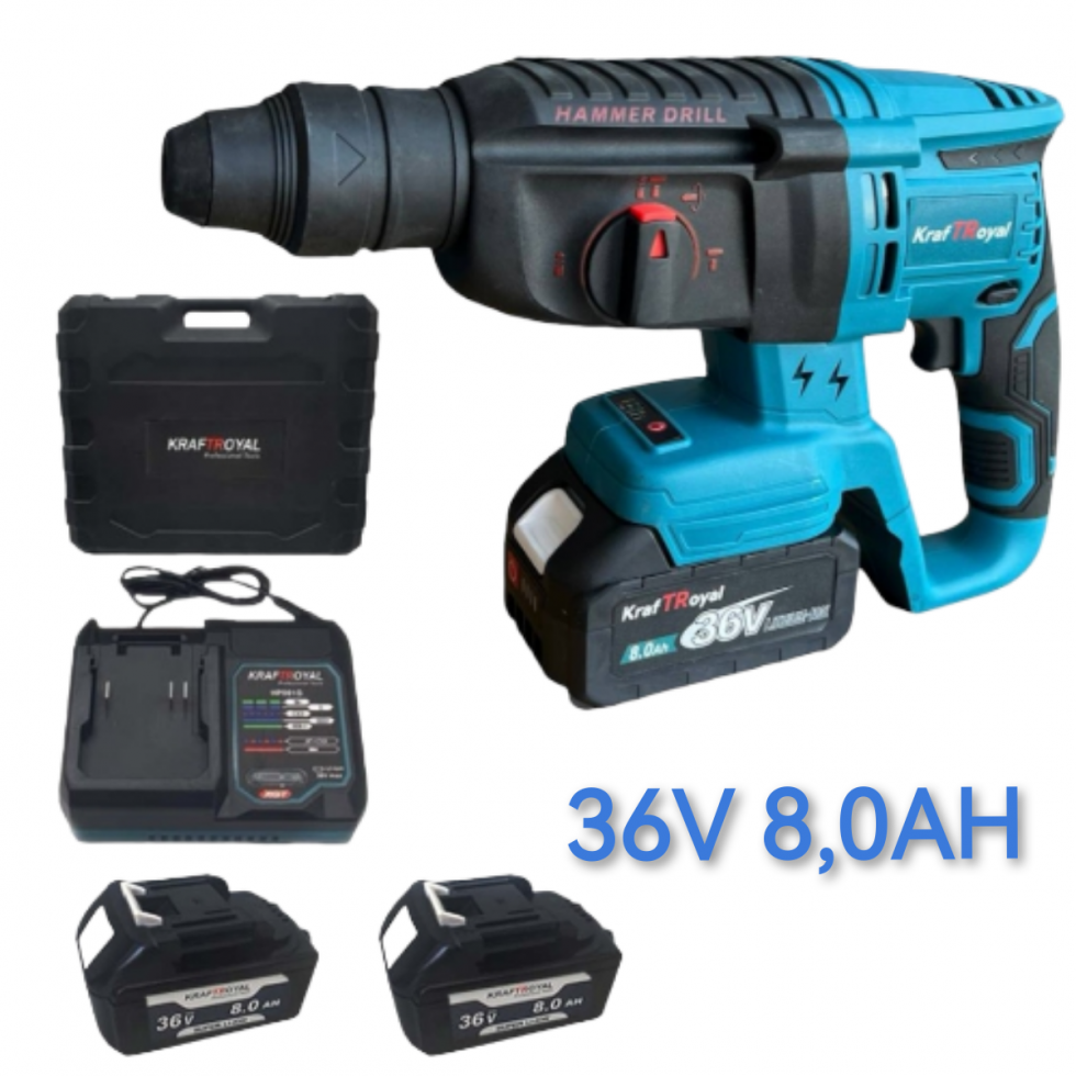 Акумулаторен Перфоратор Безчетков 36V 8,0AH KRAFTROYAL SDS PLUS Безжичен Акумулаторен Перфоратор Безчетков 36V 8,0AH KRAFTROYAL SDS PLUS Безжичен