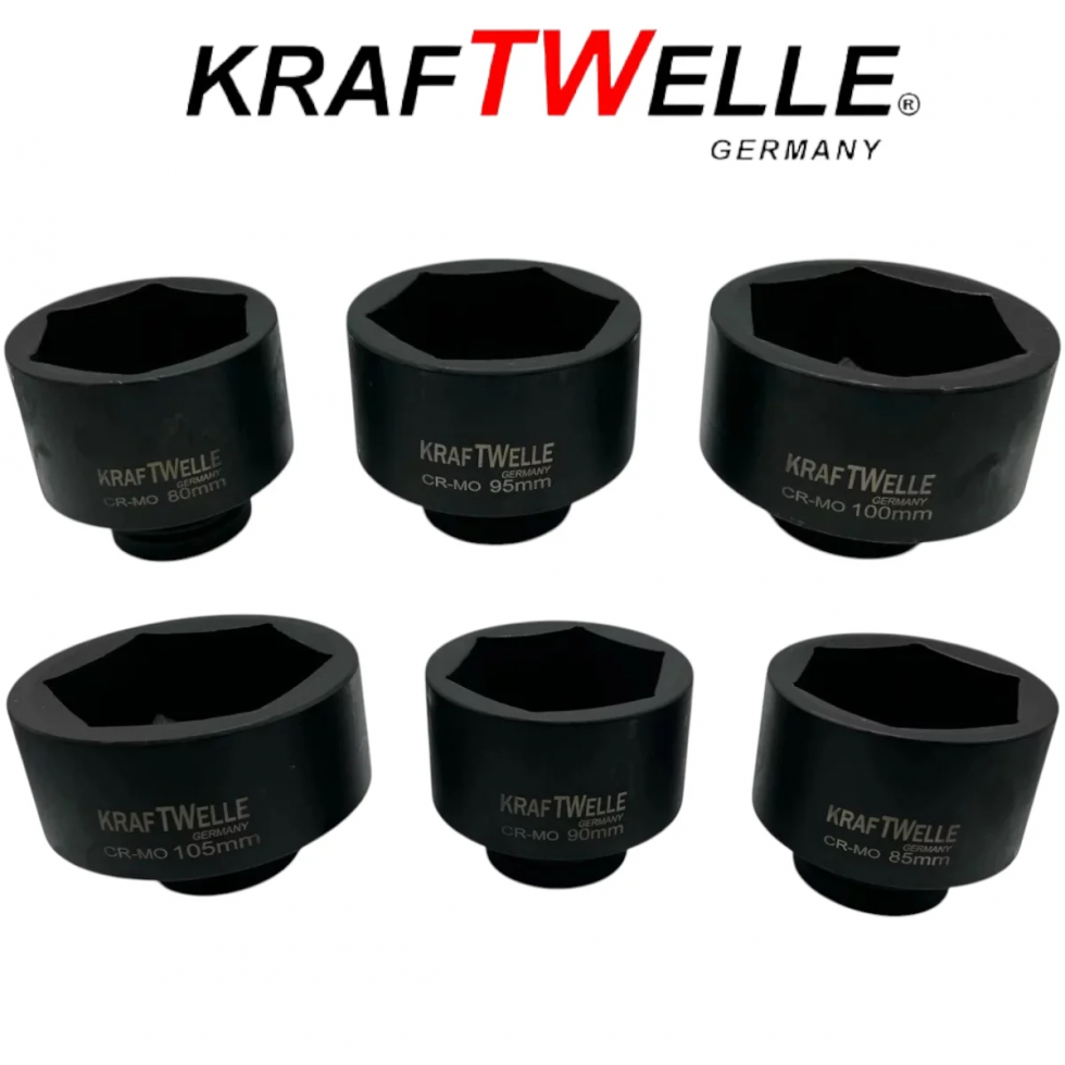 Ударни Вложки Комплект 6 броя 1″ цол 80-105мм Професионални KRAFTWELLE