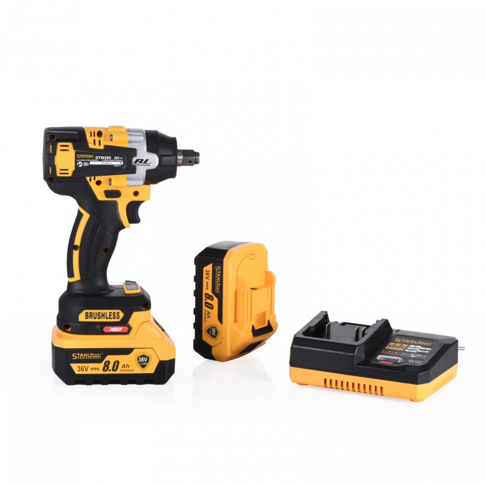Акумулаторен Ударен Гайковерт / Импакт Комбиниран 36V 8,0AH STAHLMAYER + 40 части инструменти Безчетков 2 Батерии 850Nm Акумулаторен Ударен Гайковерт / Импакт Комбиниран 36V 8,0AH STAHLMAYER + 40 части инструменти Безчетков 2 Батерии 850Nm