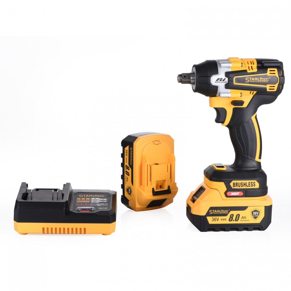 Акумулаторен Ударен Гайковерт / Импакт Комбиниран 36V 8,0AH STAHLMAYER + 40 части инструменти Безчетков 2 Батерии 850Nm Акумулаторен Ударен Гайковерт / Импакт Комбиниран 36V 8,0AH STAHLMAYER + 40 части инструменти Безчетков 2 Батерии 850Nm