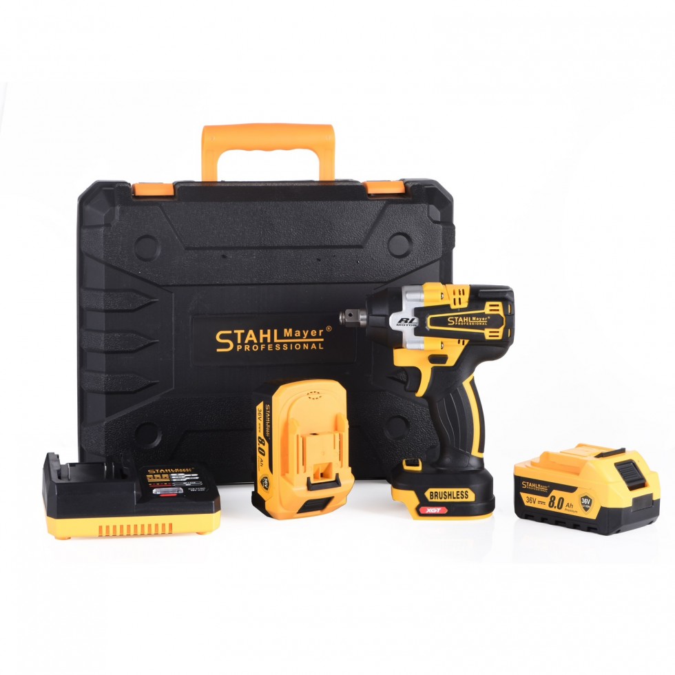 Акумулаторен Ударен Гайковерт / Импакт Комбиниран 36V 8,0AH STAHLMAYER + 40 части инструменти Безчетков 2 Батерии 850Nm Акумулаторен Ударен Гайковерт / Импакт Комбиниран 36V 8,0AH STAHLMAYER + 40 части инструменти Безчетков 2 Батерии 850Nm
