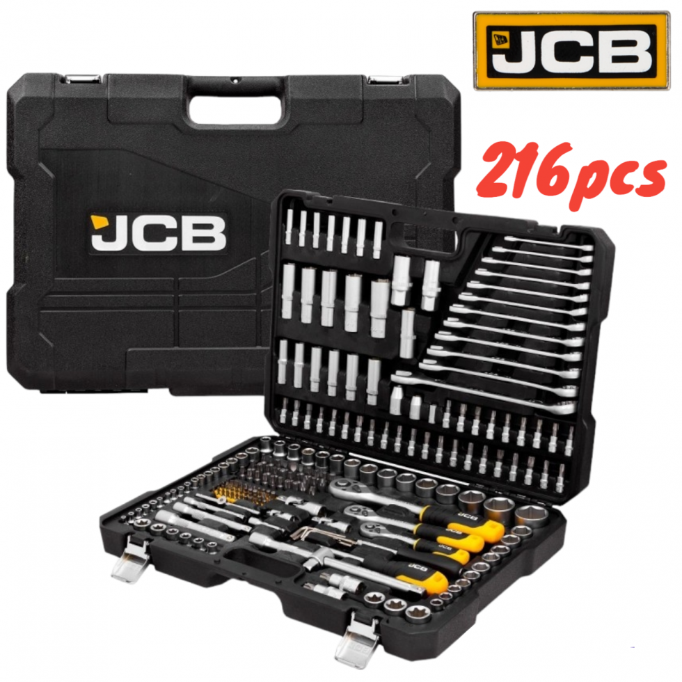 Гедоре Професионално 216ч. JCB 1/4 3/8 1/2 J-38841 Хром Ванадиева Стомана Гедоре Професионално 216ч. JCB 1/4 3/8 1/2 J-38841 Хром Ванадиева Стомана