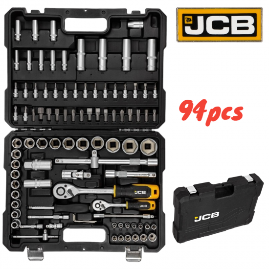 Гедоре Професионално 94 части JCB 1/2 и 1/4 J-4941-5 Хром Ванадиева Стомана