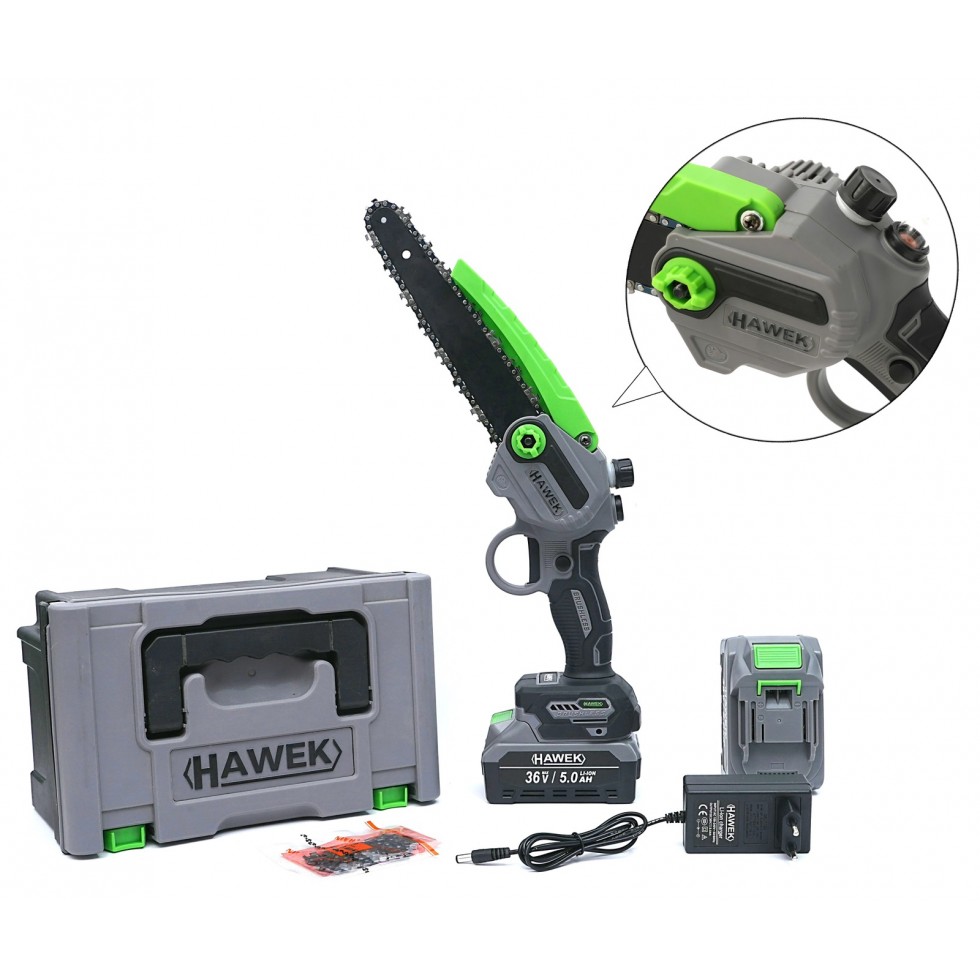 Акумулаторна Ножица и Резачка за Клони Безжичен Трион с Автоматично Омасляване на Верига Лозарска HAWEK 4 Батерии Акумулаторна Ножица и Резачка за Клони Безжичен Трион с Автоматично Омасляване на Верига Лозарска HAWEK 4 Батерии
