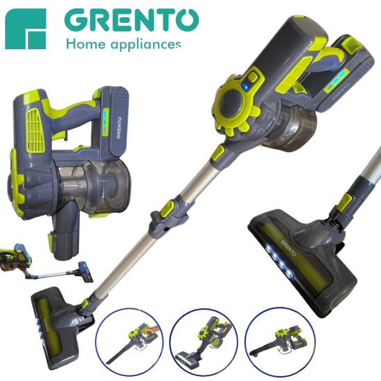 Акумулаторна Прахосмукачка GRENTO 22V Безжична с LED Осветление Вертикална Мултифункционална с Контейнер