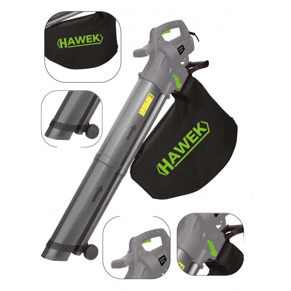 Електрическа Духалка за Листа Листосъбирач 3500W Три Режима на Работа Събиране Издухване и Раздробяване HAWEK 2 торби Електрическа Духалка за Листа Листосъбирач 3500W Три Режима на Работа Събиране Издухване и Раздробяване HAWEK 2 торби