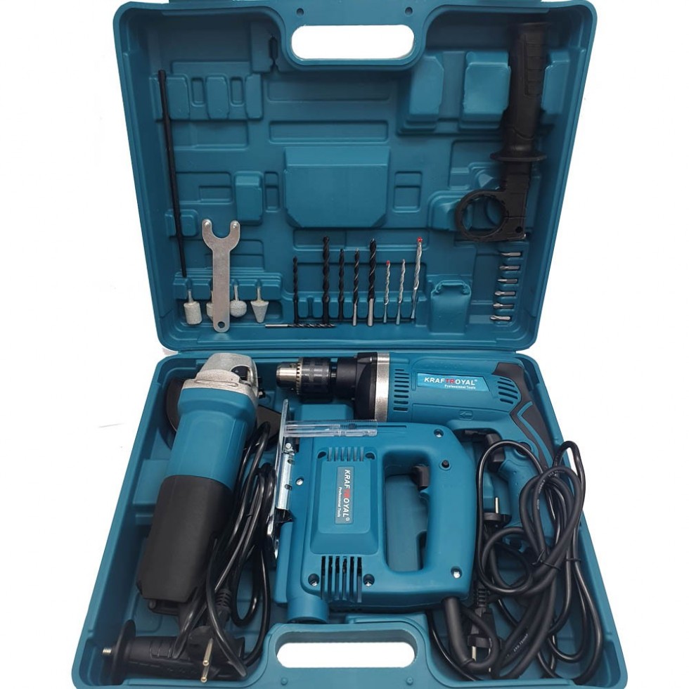 3в1 Електрически Ъглошлайф Бормашина и Зеге Трион KRAFTROYAL Комплект 3в1 Електрически Ъглошлайф Бормашина и Зеге Трион KRAFTROYAL Комплект
