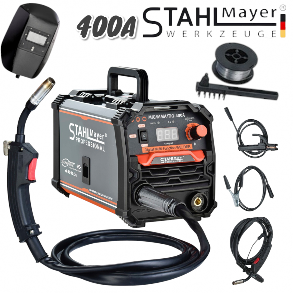 Телоподаващ Апарат MIG MAG MMA за заваряване без газ 400А STAHLMAYER-Pro Инверторен Електрожен с Телоподаващо Телоподаващ Апарат MIG MAG MMA за заваряване без газ 400А STAHLMAYER-Pro Инверторен Електрожен с Телоподаващо