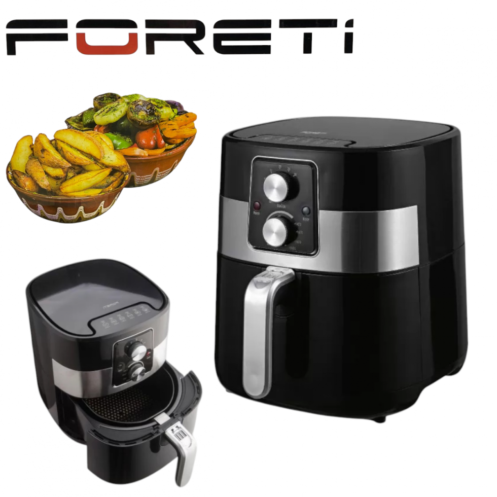Фритюрник с Горещ Въздух FORETI Air Fryer AF350 0-200ºC 1300W Таймер Автоматично Изключване Фритюрник с Горещ Въздух FORETI Air Fryer AF350 0-200ºC 1300W Таймер Автоматично Изключване