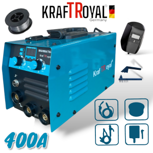 Телоподаващ Инверторен Електрожен 400А с телоподаващо 2в1 KRAFTROYAL Заваръчен Апарат MIG MMA TIG