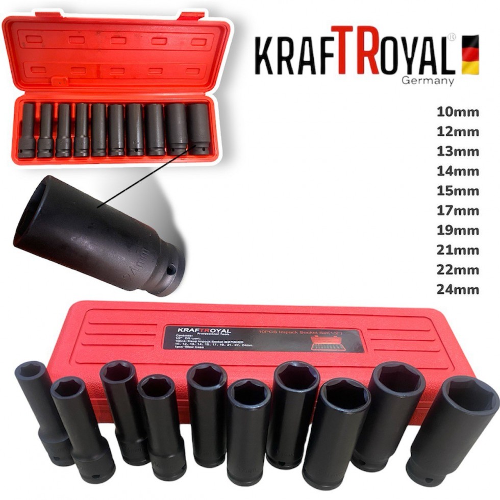 Акумулаторен Комбиниран Безчетков Гайковерт / Импакт Безжичен Акумулаторен Безчетков KRAFT ROYAL 36V 10.0AH 2 Броя Батерия + 10 броя Удължени Ковани Вложки 10-24мм Акумулаторен Комбиниран Безчетков Гайковерт / Импакт Безжичен Акумулаторен Безчетков KRAFT ROYAL 36V 10.0AH 2 Броя Батерия + 10 броя Удължени Ковани Вложки 10-24мм