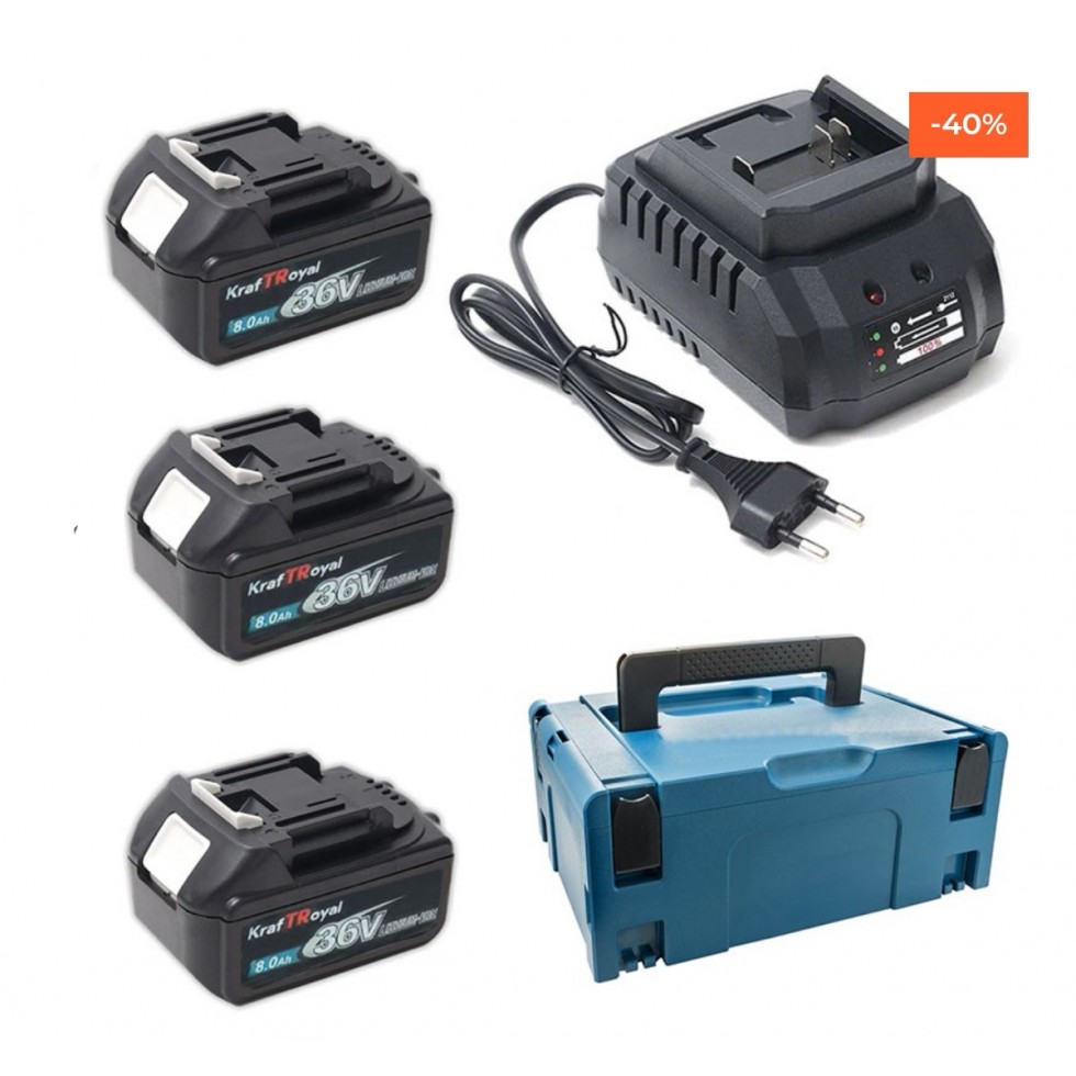 Акумулаторен Комплект 4в1 Перфоратор Ъглошлайф Гайковерт и Винтоверт 36V 8,0AH KRAFTROYAL Акумулаторен Комплект 4в1 Перфоратор Ъглошлайф Гайковерт и Винтоверт 36V 8,0AH KRAFTROYAL