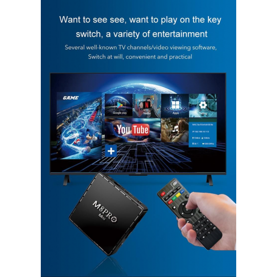 Конзола с Игри M8 Pro TV Game Box 4K HDMI 2.4G с Два Джойстика и дистанционно над 33 000 игри Конзола с Игри M8 Pro TV Game Box 4K HDMI 2.4G с Два Джойстика и дистанционно над 33 000 игри