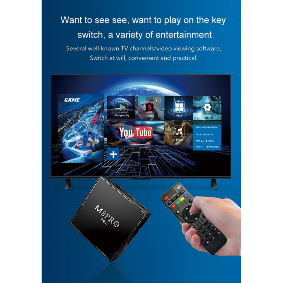 Конзола с Игри M8 Pro TV Game Box 4K HDMI 2.4G с Два Джойстика и дистанционно над 33 000 игри Конзола с Игри M8 Pro TV Game Box 4K HDMI 2.4G с Два Джойстика и дистанционно над 33 000 игри