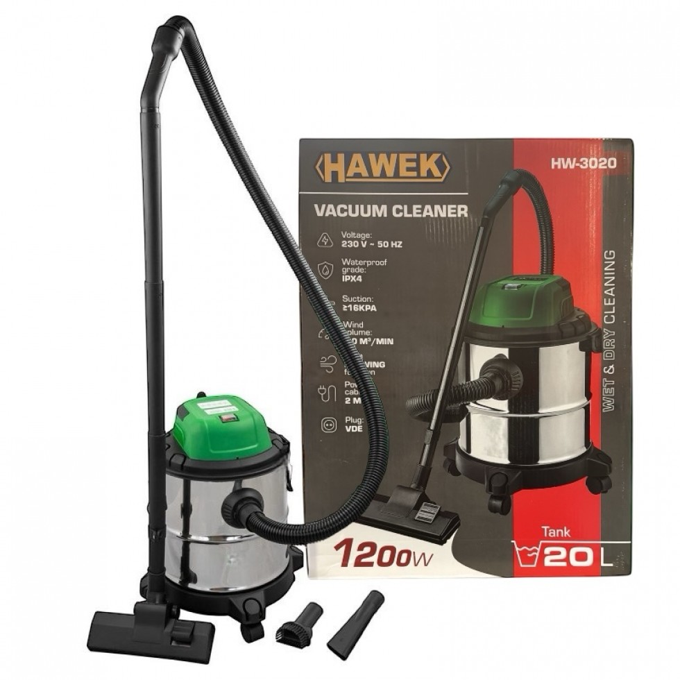 ПРАХОСМУКАЧКА ЗА СУХО И МОКРО ПОЧИСТВАНЕ 20 ЛИТРА HAWEK ПРАХОСМУКАЧКА ЗА СУХО И МОКРО ПОЧИСТВАНЕ 20 ЛИТРА HAWEK
