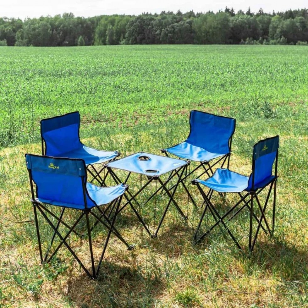 Къмпинг Комплект Маса с 4 стола метална конструкция столове стол масичка KINGTUL Къмпинг Комплект Маса с 4 стола метална конструкция столове стол масичка KINGTUL