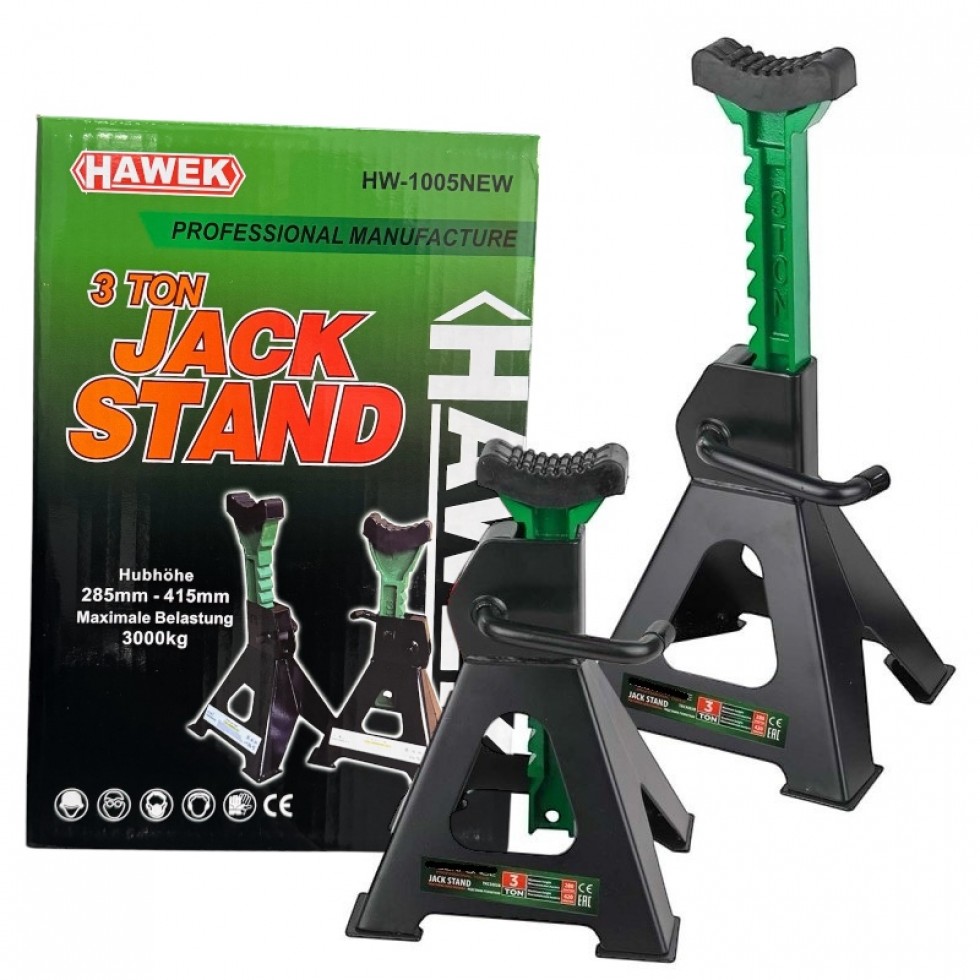 Комплект Подпорни Стойки за Автомобил 3 тона с гумени подложки HAWEK Комплект Подпорни Стойки за Автомобил 3 тона с гумени подложки HAWEK