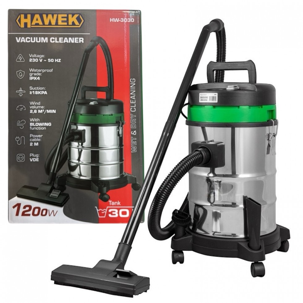 ПРАХОСМУКАЧКА ЗА СУХО И МОКРО ПОЧИСТВАНЕ 30 ЛИТРА HAWEK ПРАХОСМУКАЧКА ЗА СУХО И МОКРО ПОЧИСТВАНЕ 30 ЛИТРА HAWEK