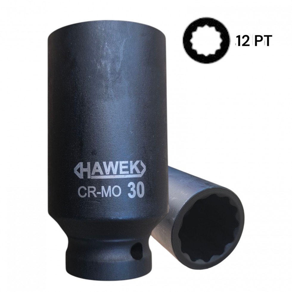 Ударни Вложки 1/2″ Удължени Комплект 12 - стенни 15 части HAWEK Ударни Вложки 1/2″ Удължени Комплект 12 - стенни 15 части HAWEK
