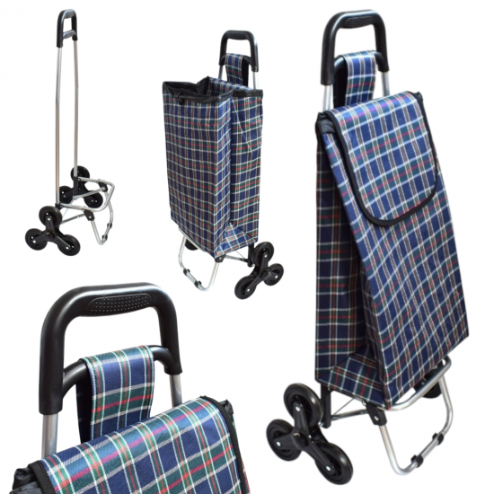 Пазарска Количка Сгъваема за Стълби с 2х3 колелца Многоцветна капацитет 60 литра