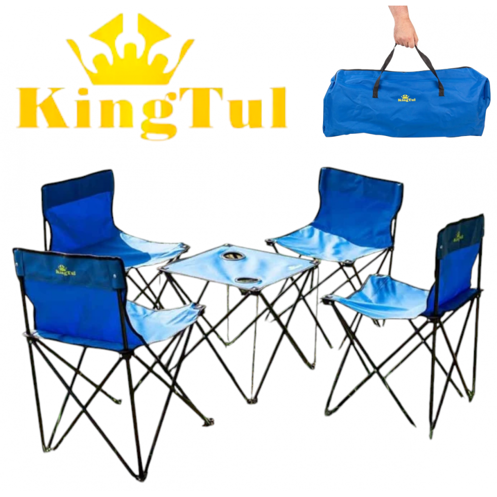 Къмпинг Комплект Маса с 4 стола метална конструкция столове стол масичка KINGTUL Къмпинг Комплект Маса с 4 стола метална конструкция столове стол масичка KINGTUL