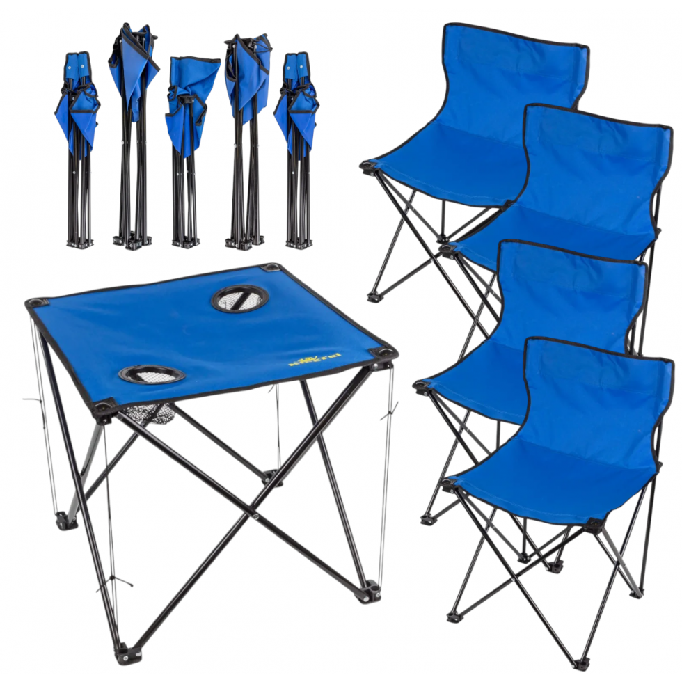 Къмпинг Комплект Маса с 4 стола метална конструкция столове стол масичка KINGTUL Къмпинг Комплект Маса с 4 стола метална конструкция столове стол масичка KINGTUL