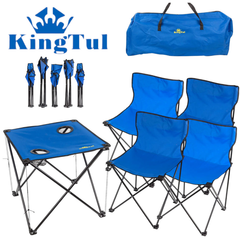 Къмпинг Комплект Маса с 4 стола метална конструкция столове стол масичка KINGTUL Къмпинг Комплект Маса с 4 стола метална конструкция столове стол масичка KINGTUL