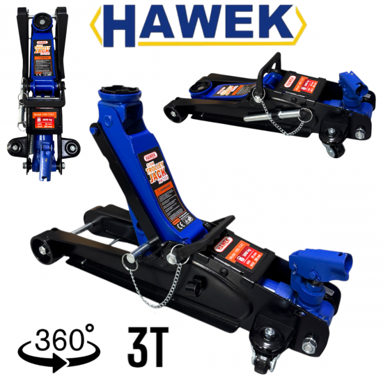 Нископрофилен Крик 3 тона 85 - 380мм С ВЪРТЯЩА ДРЪЖКА И ЗАЩИТА  HAWEK HW-1141 Крокодил