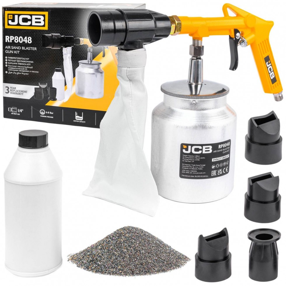 Пневматичен Пясъкоструен Пистолет 1 литър с 4 дюзи JCB за Пясъкоструйка Пневматичен Пясъкоструен Пистолет 1 литър с 4 дюзи JCB за Пясъкоструйка