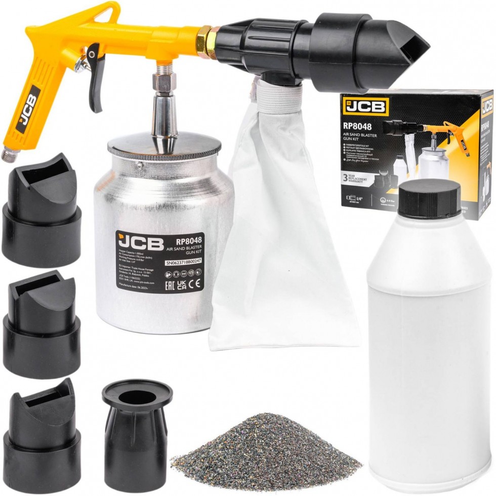 Пневматичен Пясъкоструен Пистолет 1 литър с 4 дюзи JCB за Пясъкоструйка Пневматичен Пясъкоструен Пистолет 1 литър с 4 дюзи JCB за Пясъкоструйка