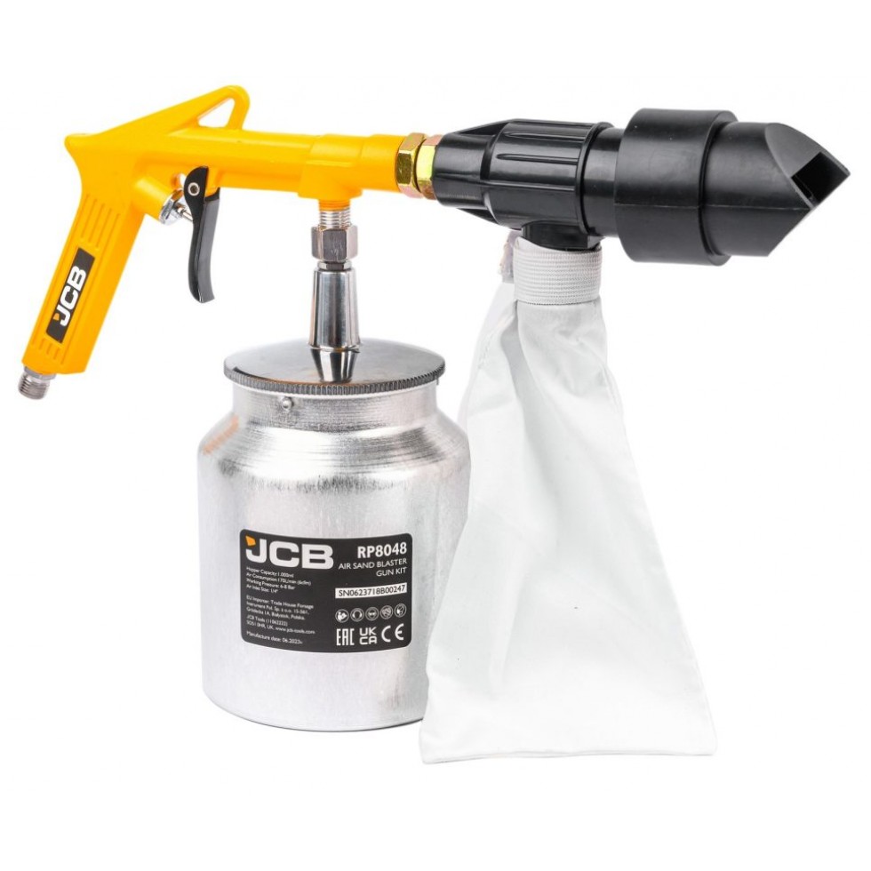 Пневматичен Пясъкоструен Пистолет 1 литър с 4 дюзи JCB за Пясъкоструйка Пневматичен Пясъкоструен Пистолет 1 литър с 4 дюзи JCB за Пясъкоструйка