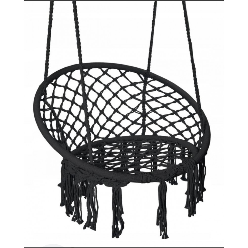 Люлка Хамак Плетена Висяща Градинска Черен Цвят Люлка Хамак Плетена Висяща Градинска Черен Цвят