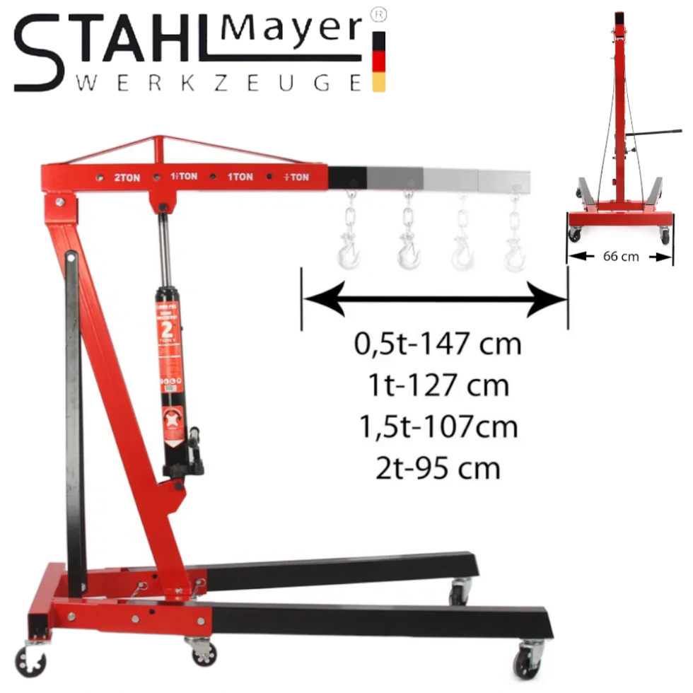 Кран за Двигатели 2 тона STAHLMAYER Хидравличен Жираф за Двигател Кран за Двигатели 2 тона STAHLMAYER Хидравличен Жираф за Двигател