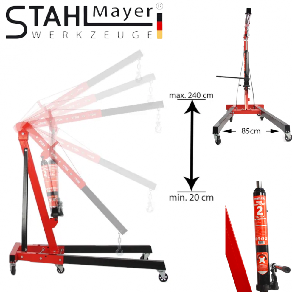 Кран за Двигатели 2 тона STAHLMAYER Хидравличен Жираф за Двигател Кран за Двигатели 2 тона STAHLMAYER Хидравличен Жираф за Двигател