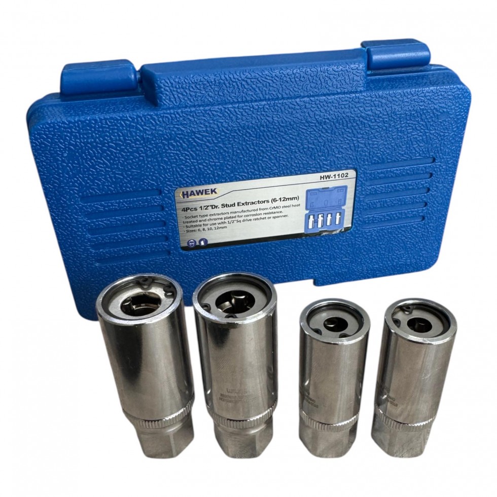 Екстрактори за Шпилки Комплект 4 части 6-12мм вложки шпилковадачи 1/2 Екстрактори за Шпилки Комплект 4 части 6-12мм вложки шпилковадачи 1/2